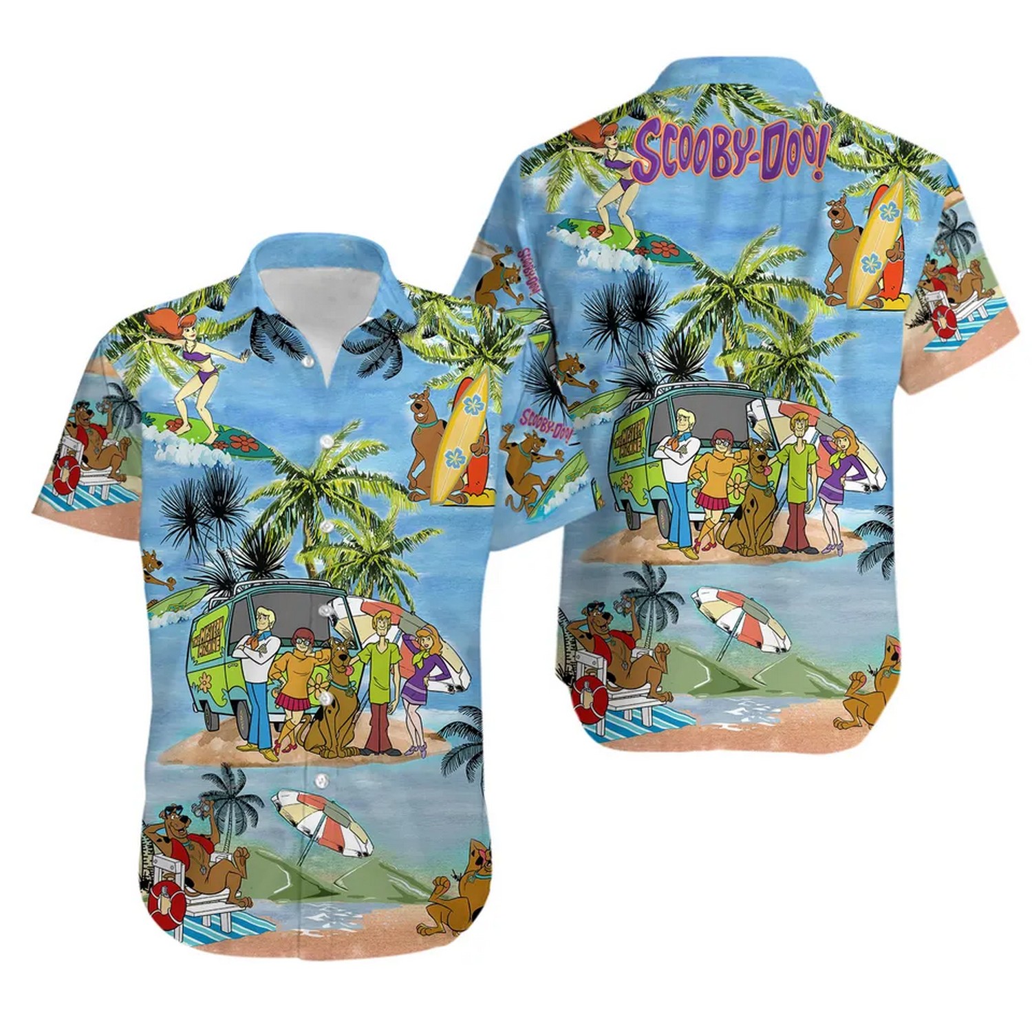 scooby doo cartoon hawaiian shirt poq6u