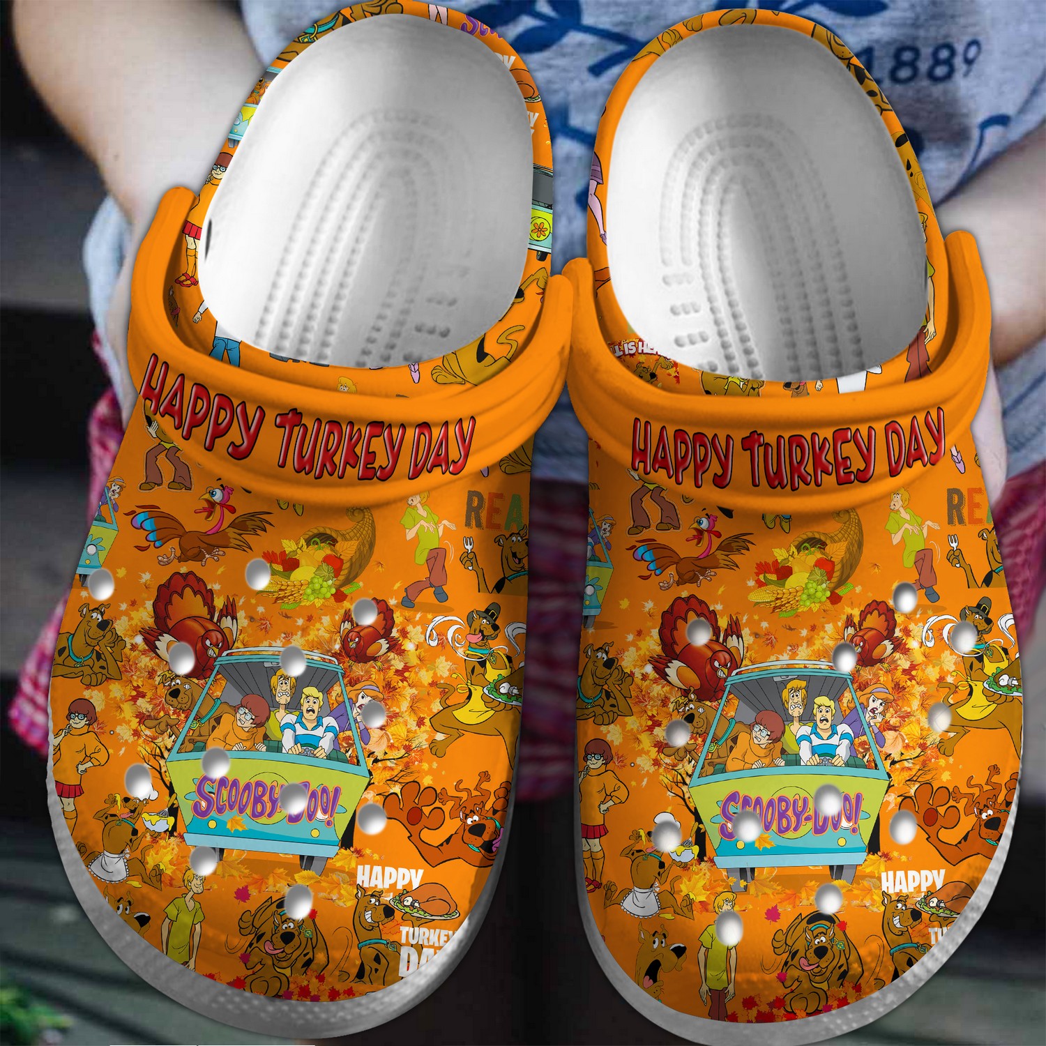 scooby doo happy turkey day orange clogs for kids and adults fast shipping 9zq0h