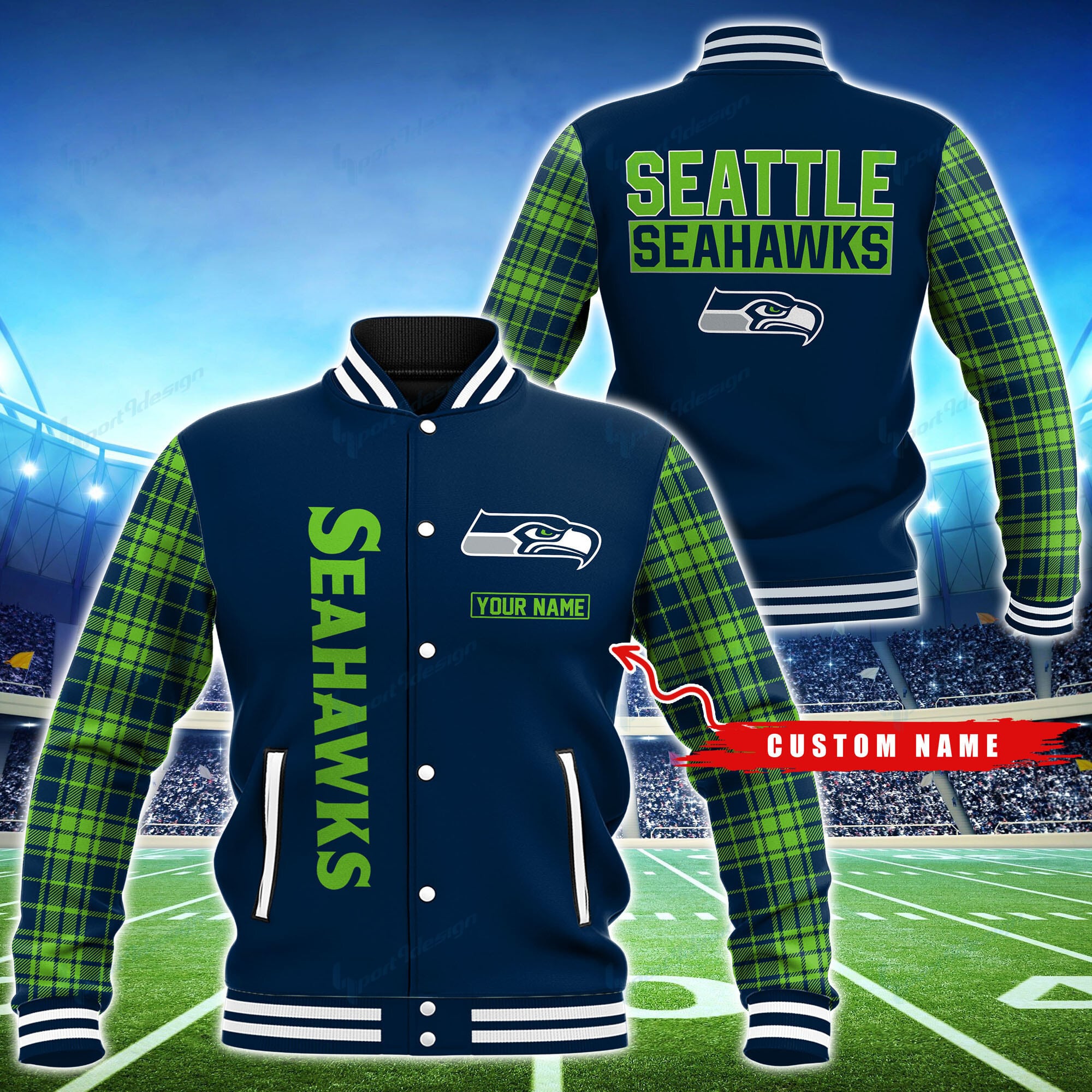 seattle seahawks personalized baseball jacket bg61 rp1yk