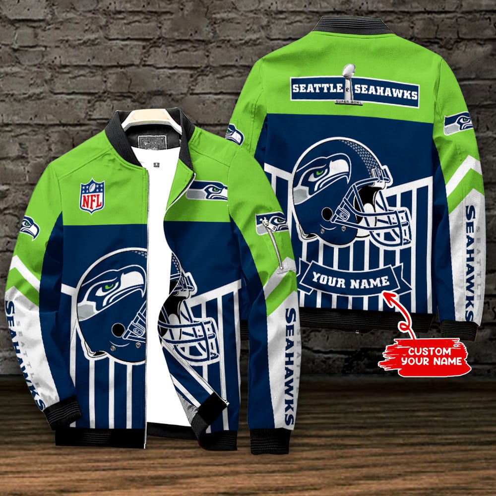 seattle seahawks personalized bomber jacket bg578 mrowk