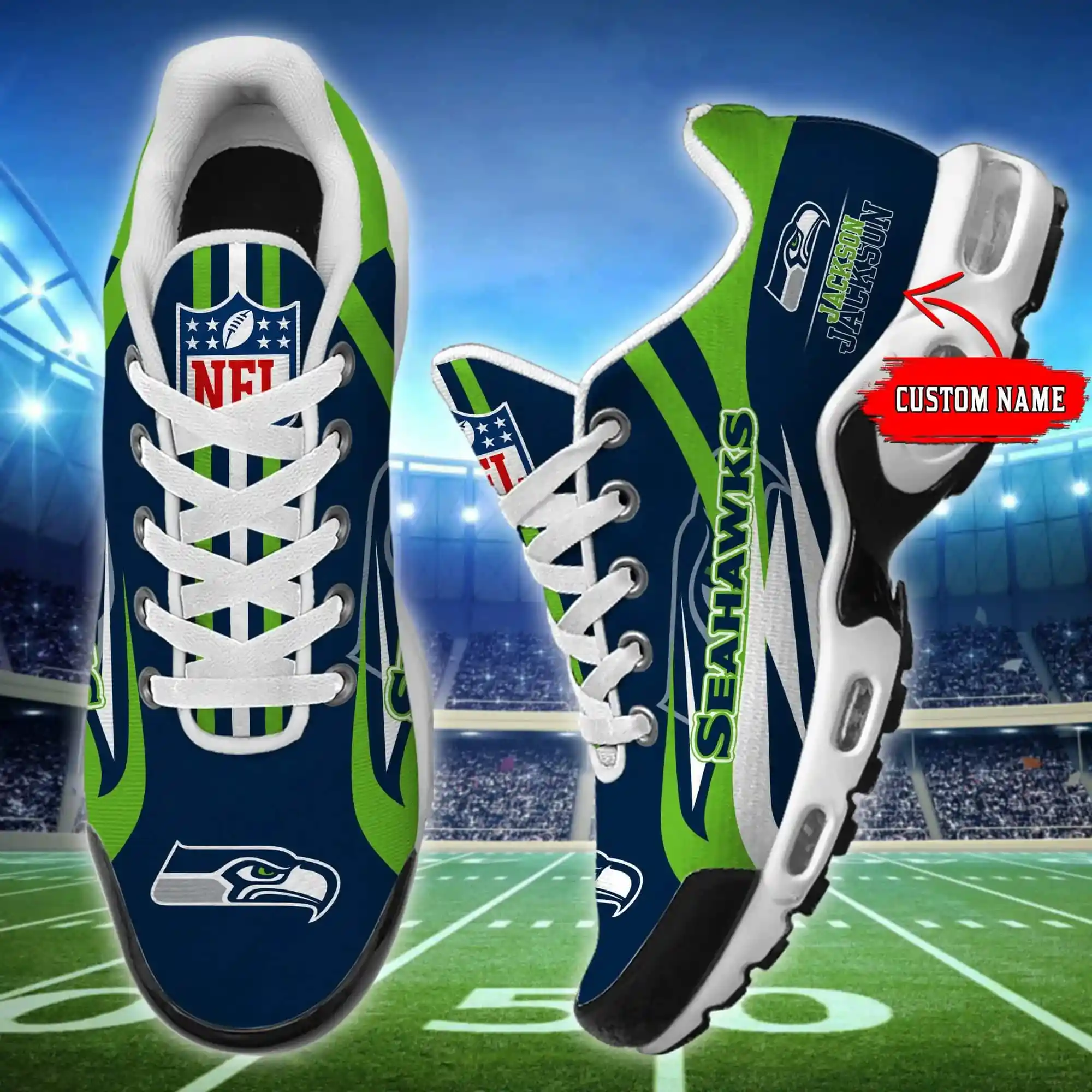 seattle seahawks personalized plus t n youth sneakers bg108 xq7ds