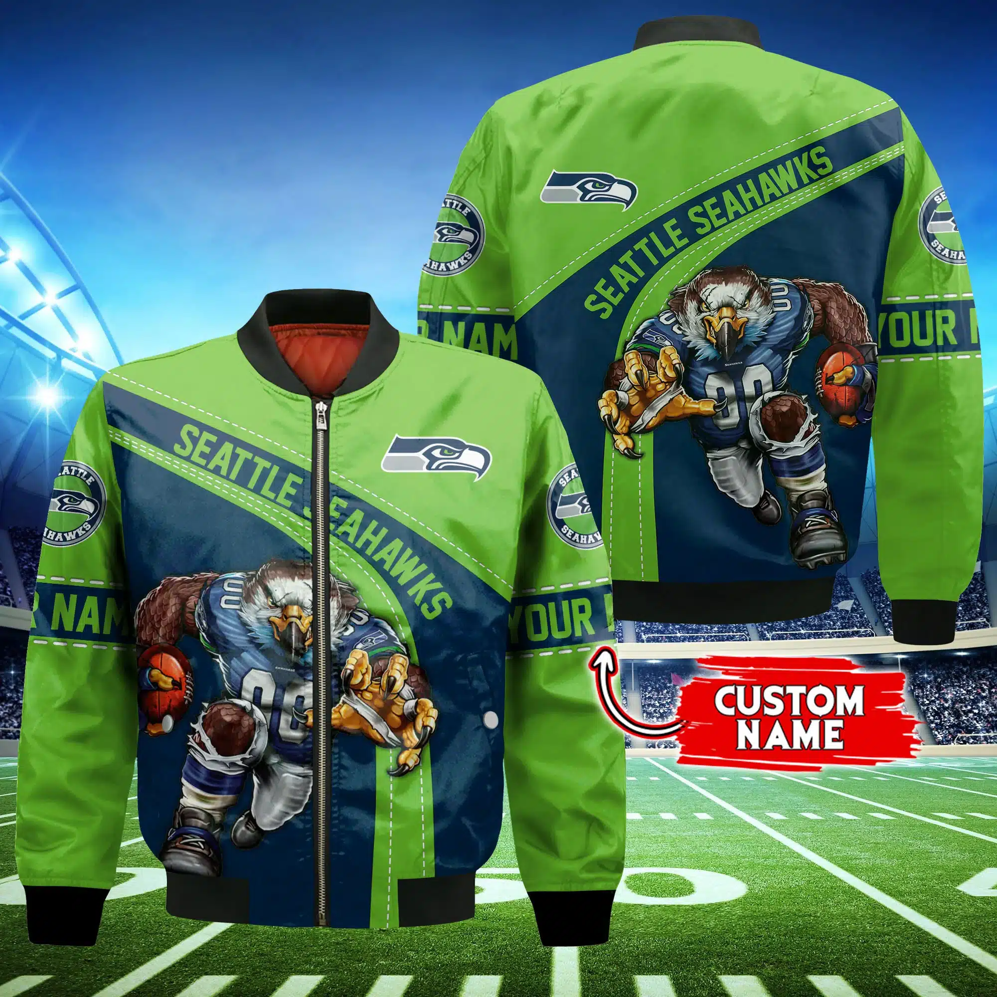 seattle seahawks personalized thick bomber jacket cs136 xgdpk