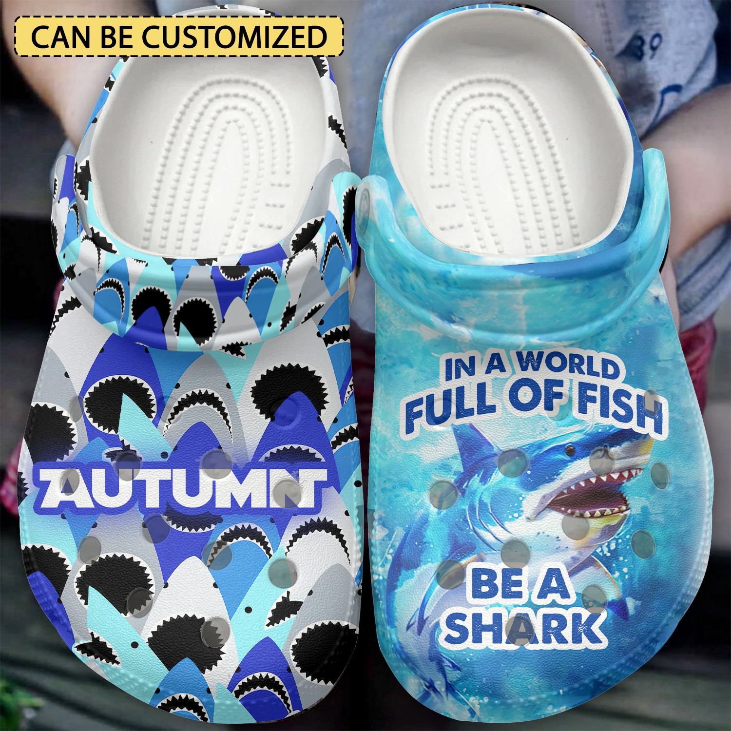 shark attack movie in a world full of fish be a shark clogs for kids and adults cz7dj