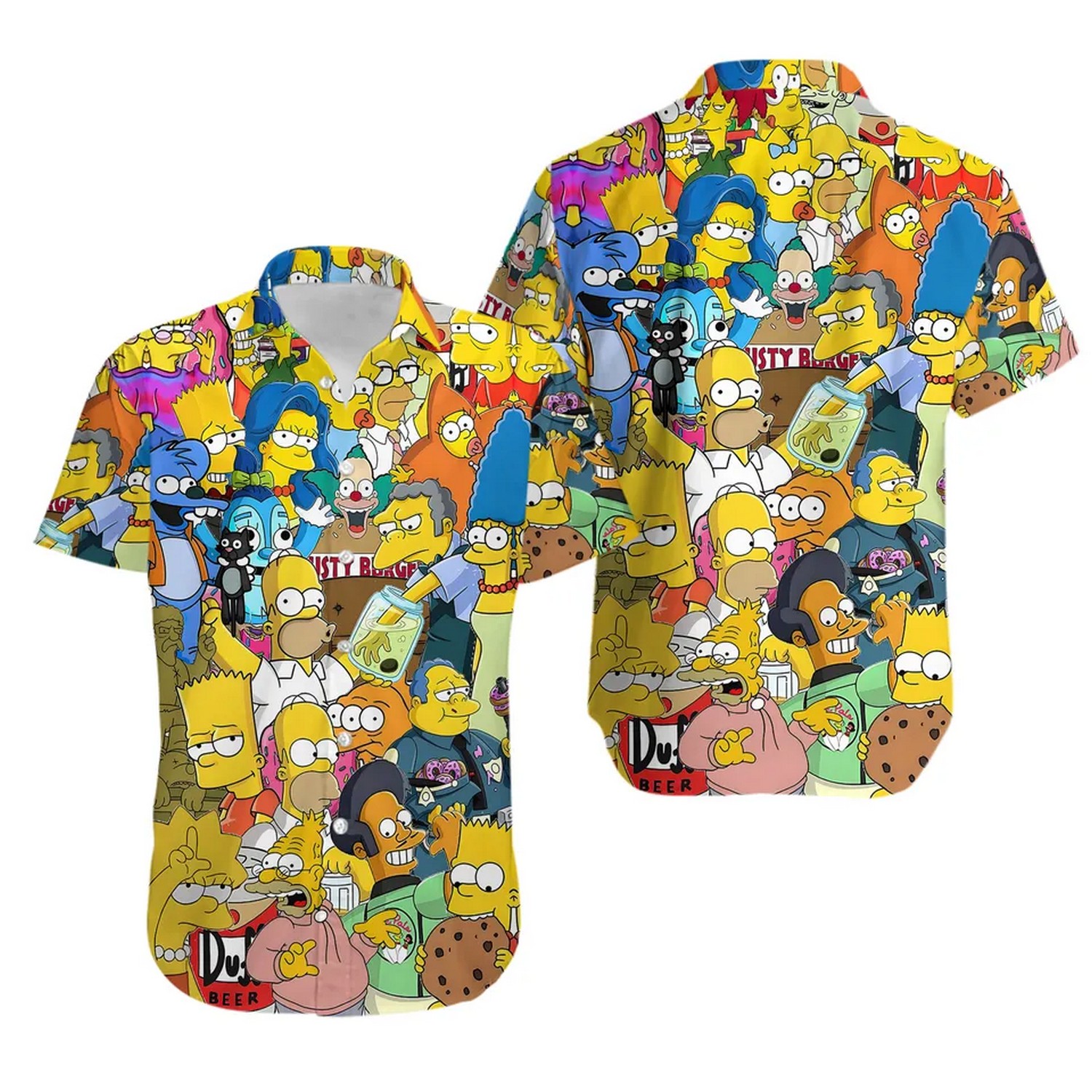 simpson characters pattern hawaiian shirt m8i3c