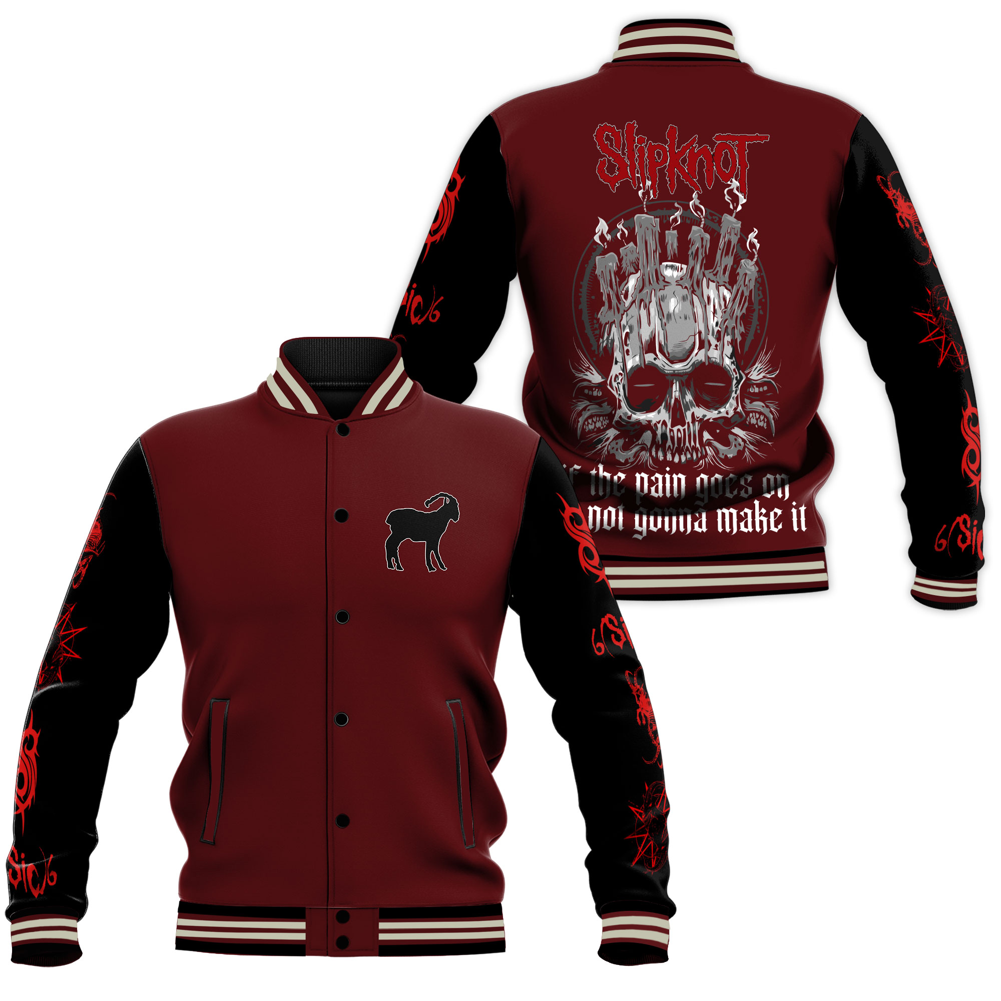 slipknot spooky horror devil goat music baseball jacket qxfi1
