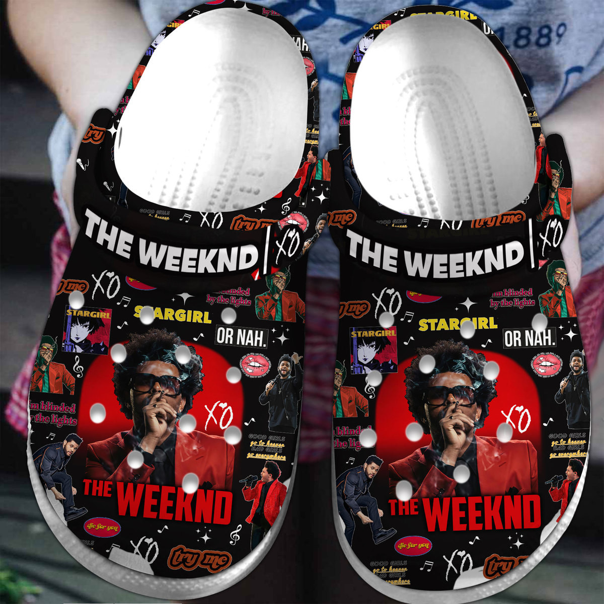 smoking hot design of the weeknd black clogs for enthusiast fans ozbji