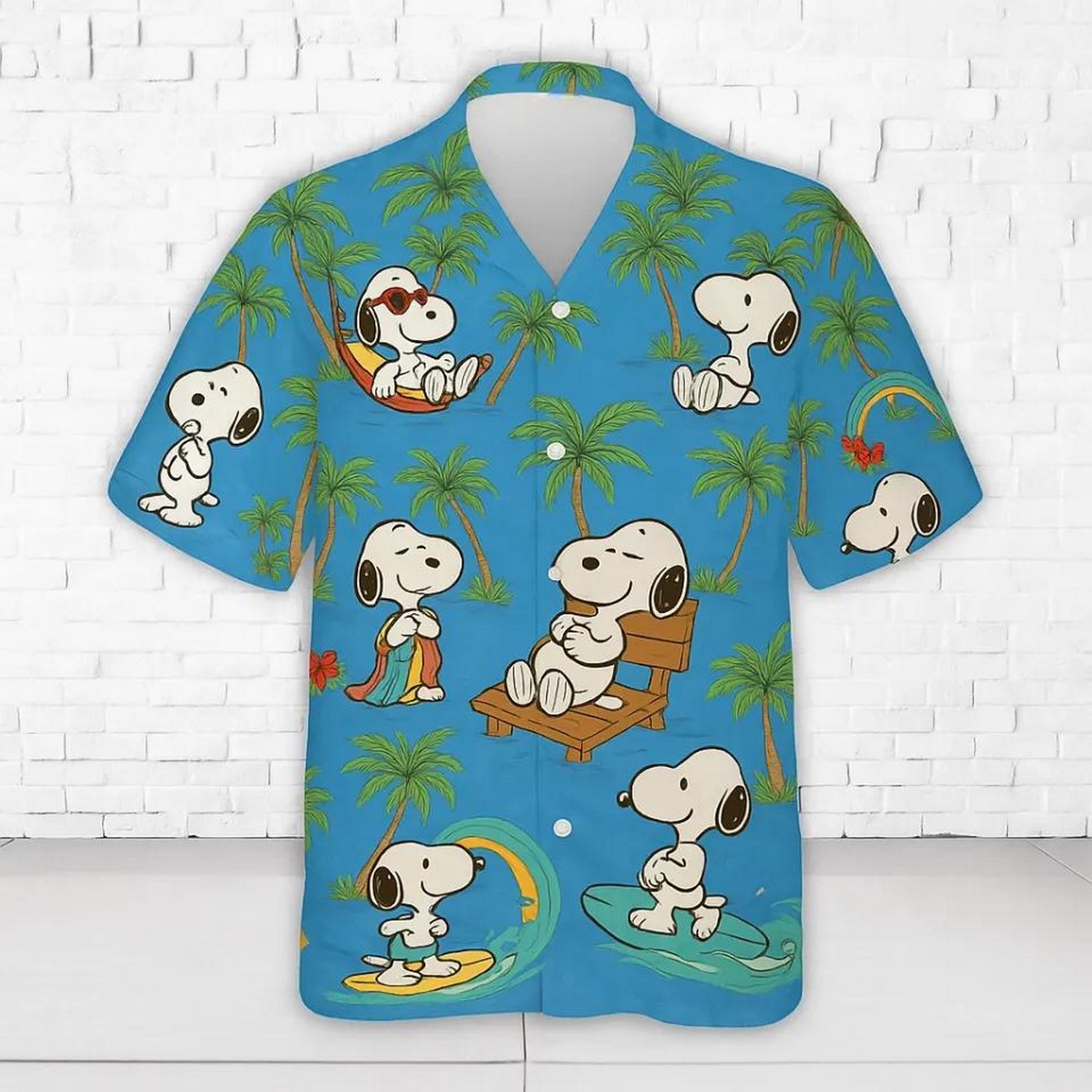 snoopy s fun beach day blue hawaiian shirt ugxlv