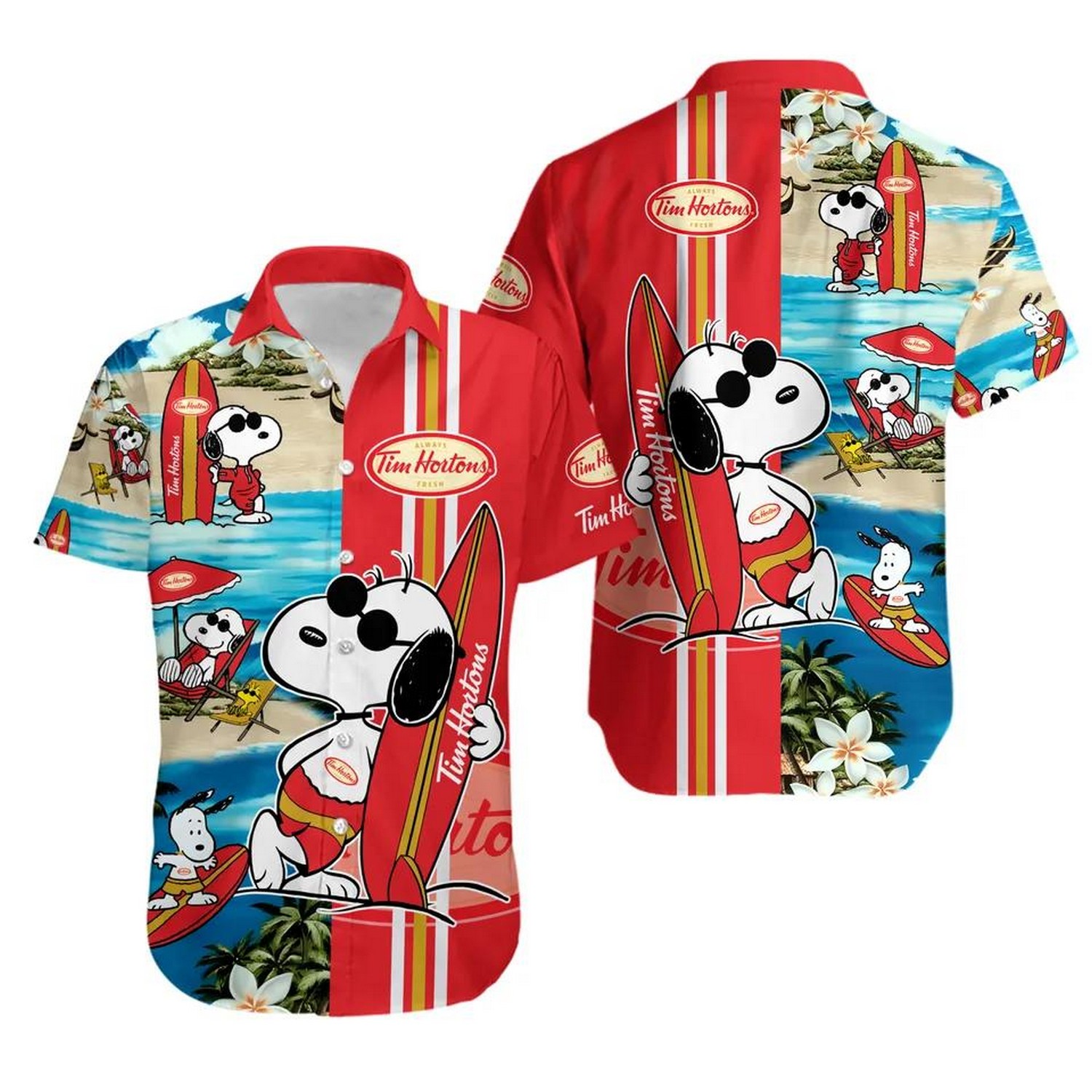 snoopy tim hortons food and drink beach hawaiian shirt nqxdm