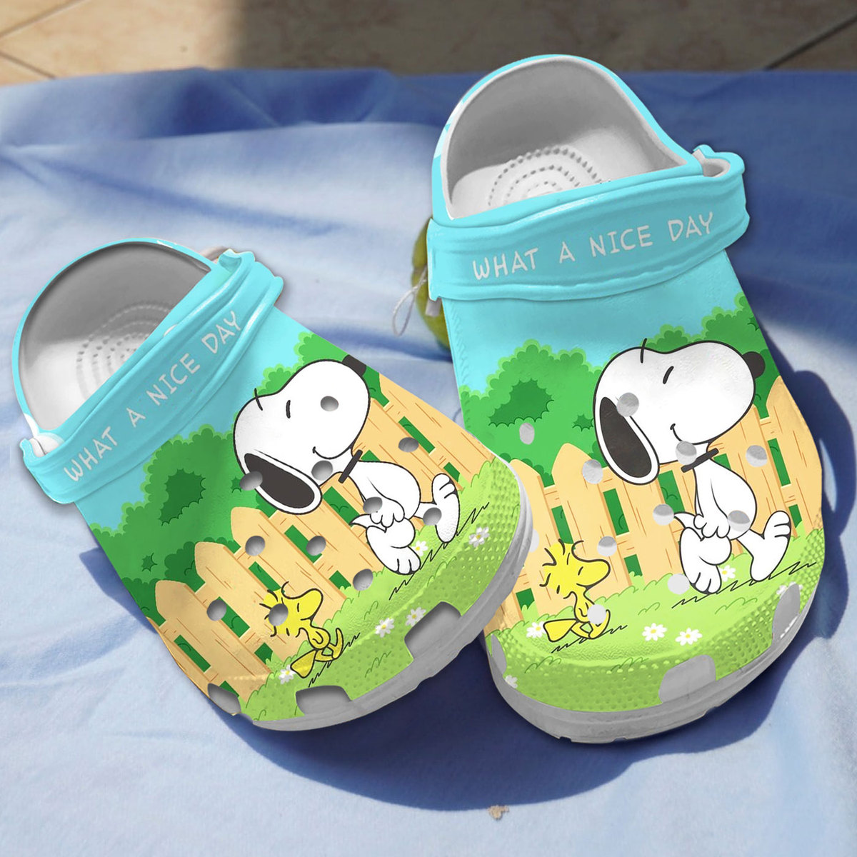 snoopy what a nice day crocs for kids and adults ms8ea