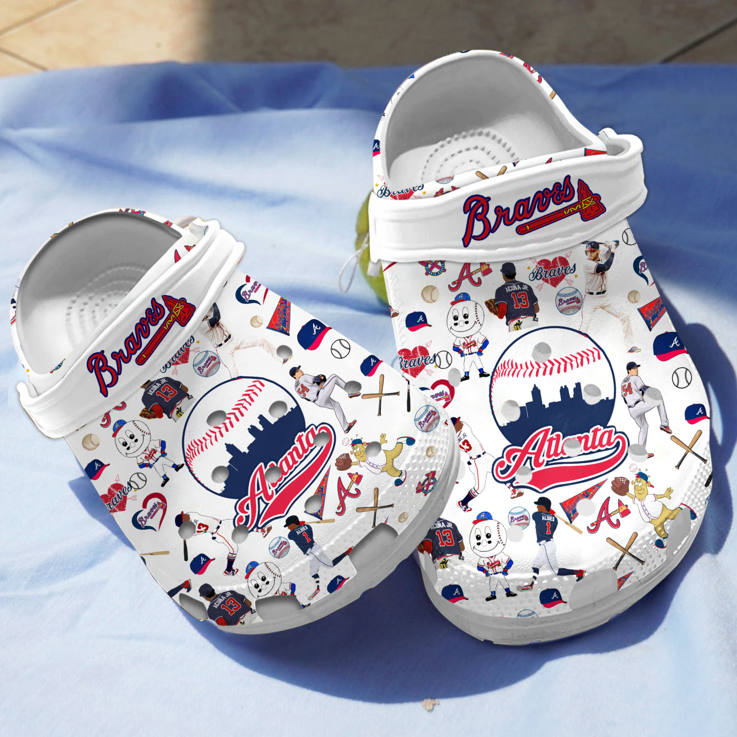 soft 26 durable atlanta braves mlb team white unisex clogs ees5o