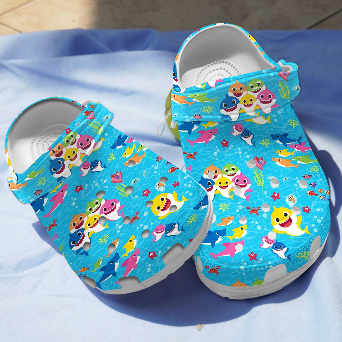soft and breathable baby shark blue clogs for kids 26 adults pz5vy