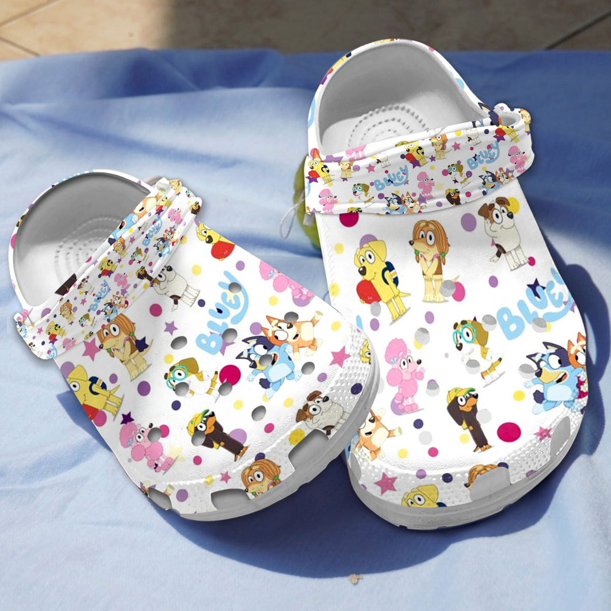 soft and durable bluey white cartoon clogs mqo7t