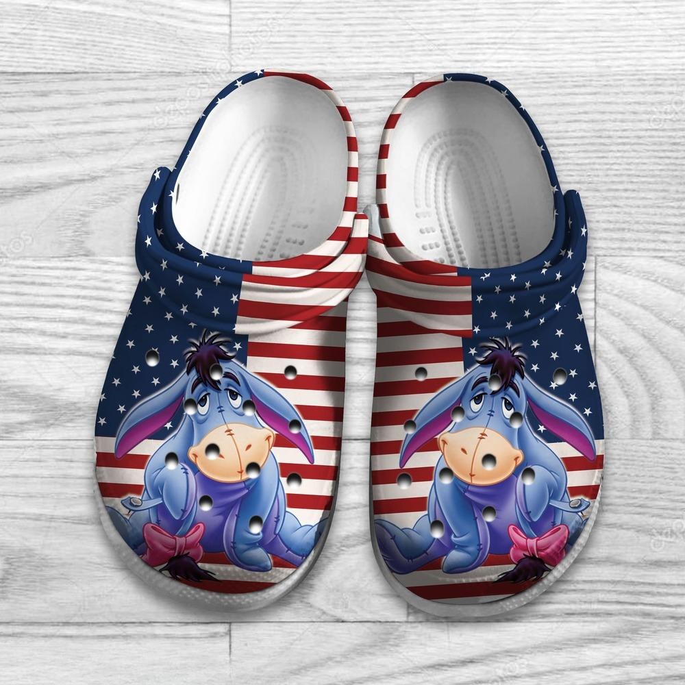 special design eeyore with american flag clogs for kids 26 adults egcmt