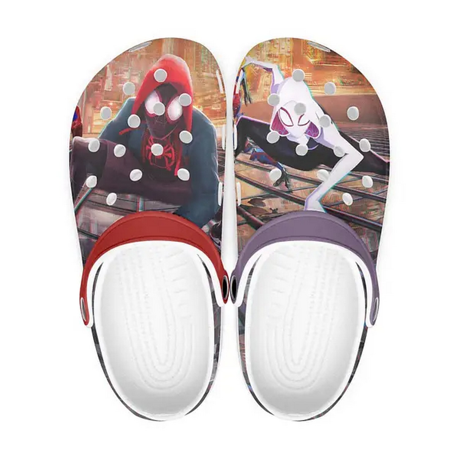 spiderman and gwen stacy spider verse morales clogs for kids 26 adults pm4xh