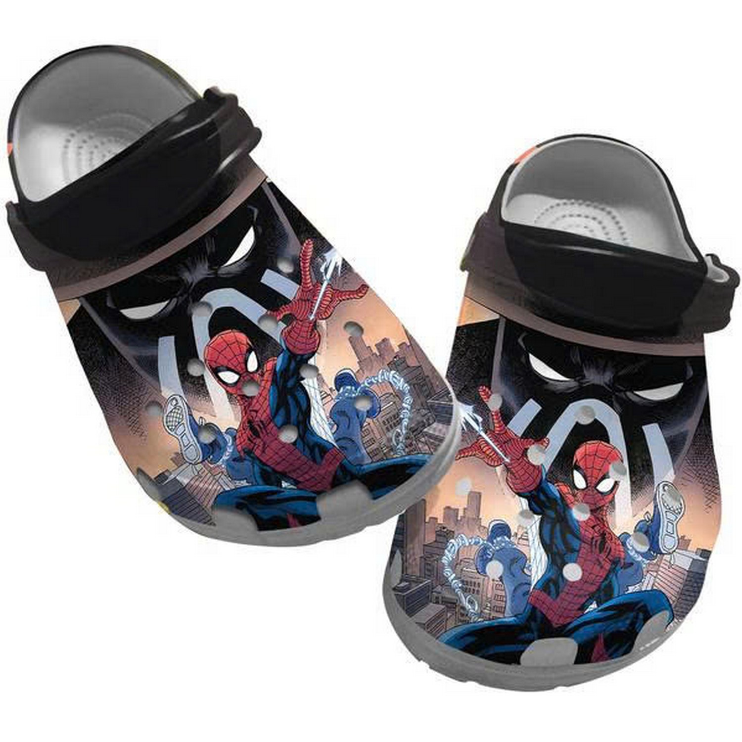 spiderman fighting black giant clogs for kids and adults xc4z7