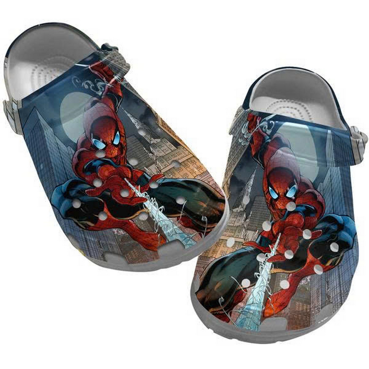 spiderman in the night city clogs for kids 26 adults opzu2