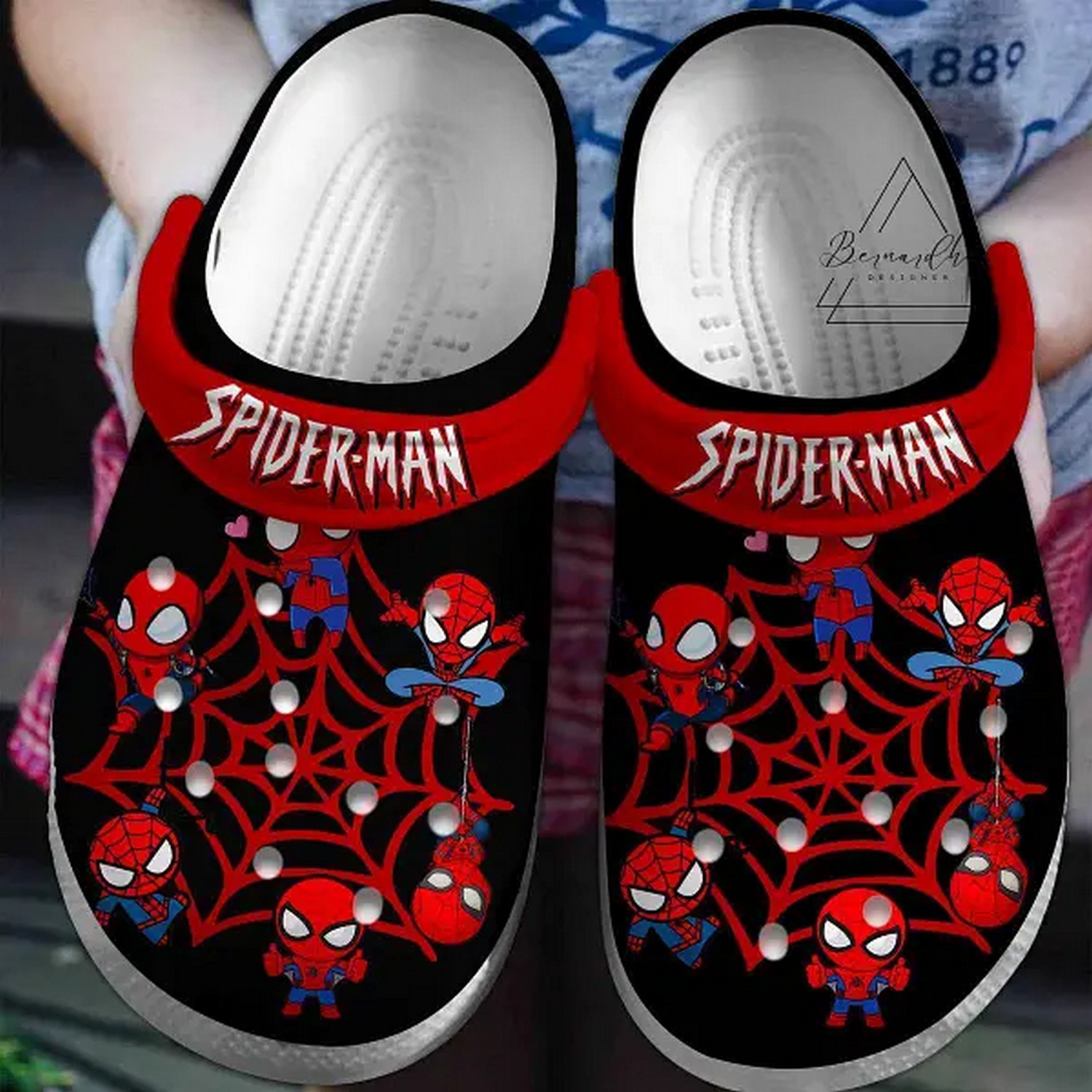 spiderman marvel black clogs for kids 26 adults fwt3d