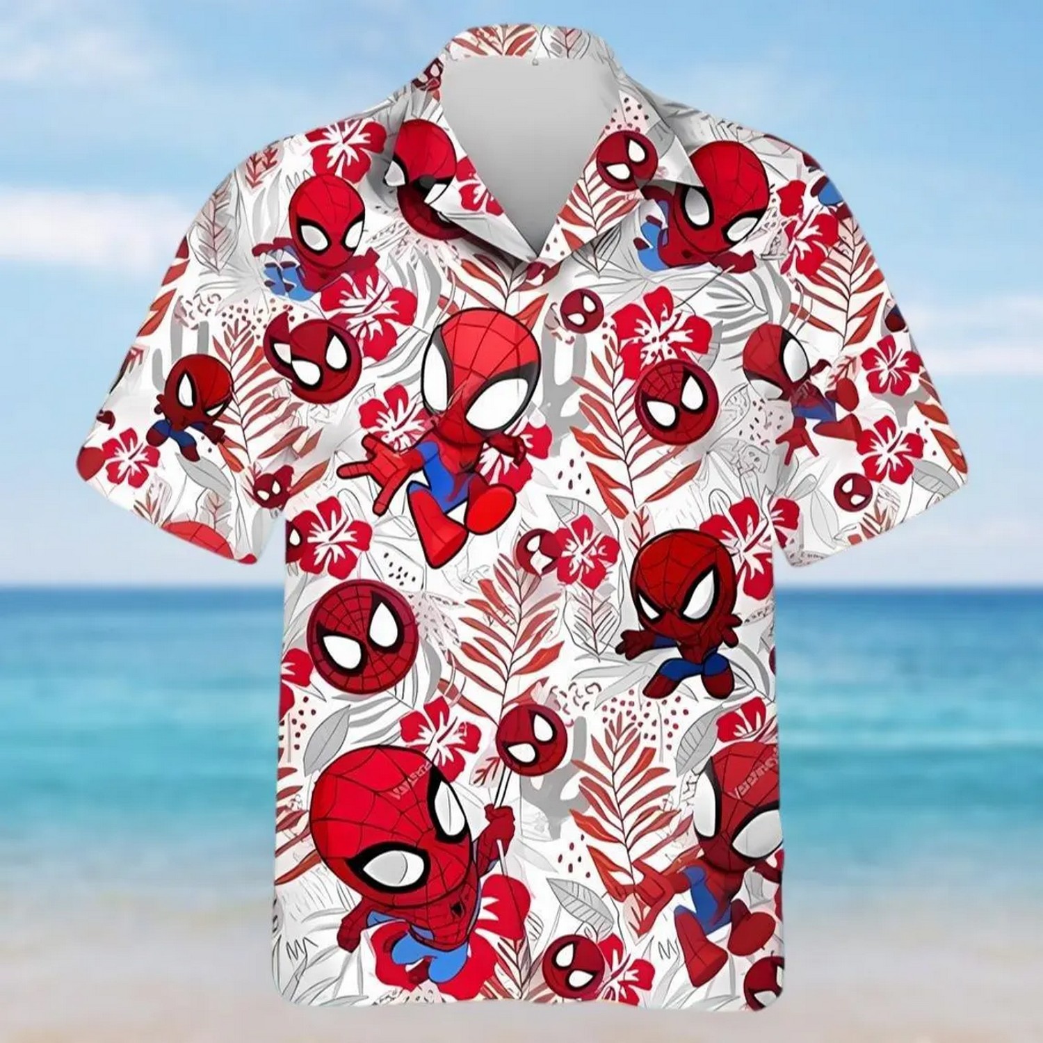 spiderman tropical floral hawaiian shirt qfzbn