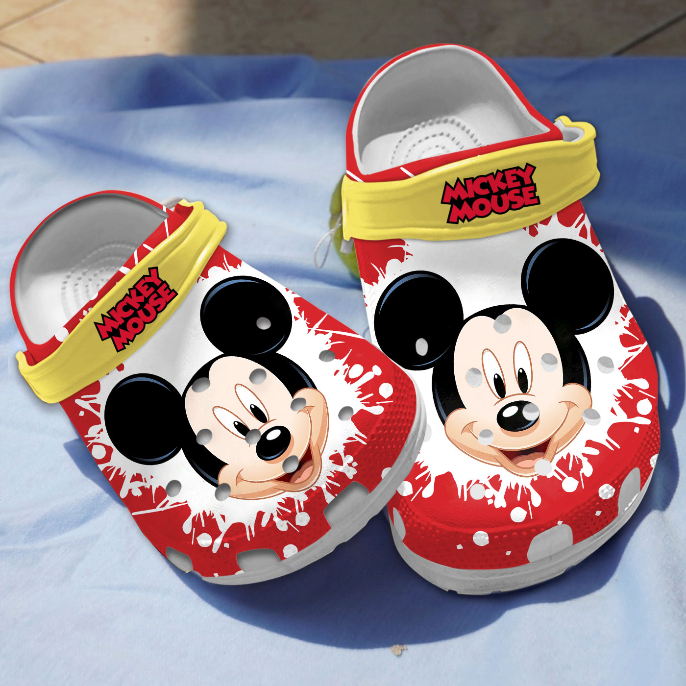splash art mickey mouse disney red clogs for kid and adults kqpas