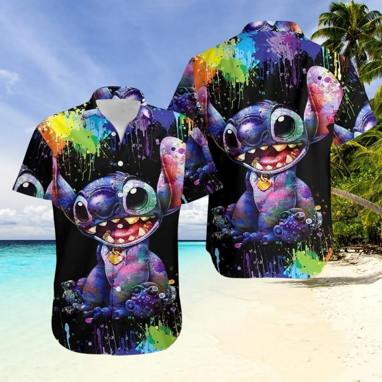 splatter art stitch hawaii shirt l0lxx