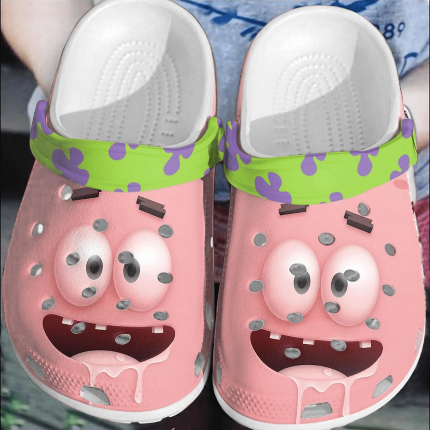 spongebob funny face patrick pink and green clogs for kids and adults oswnc