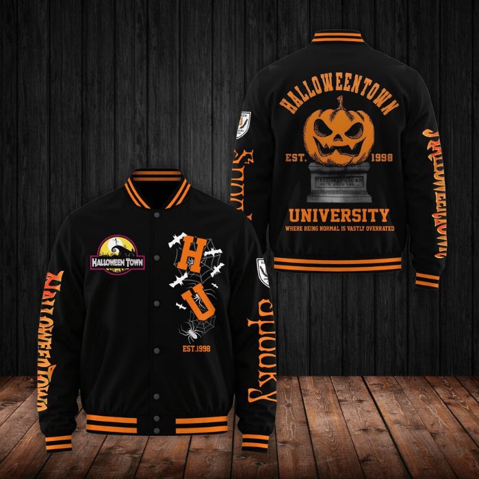 spooky halloween town est. 1998 baseball jacket te6on