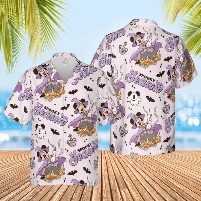 spooky season minnie the talented witch halloween hawaiian shirt odtis