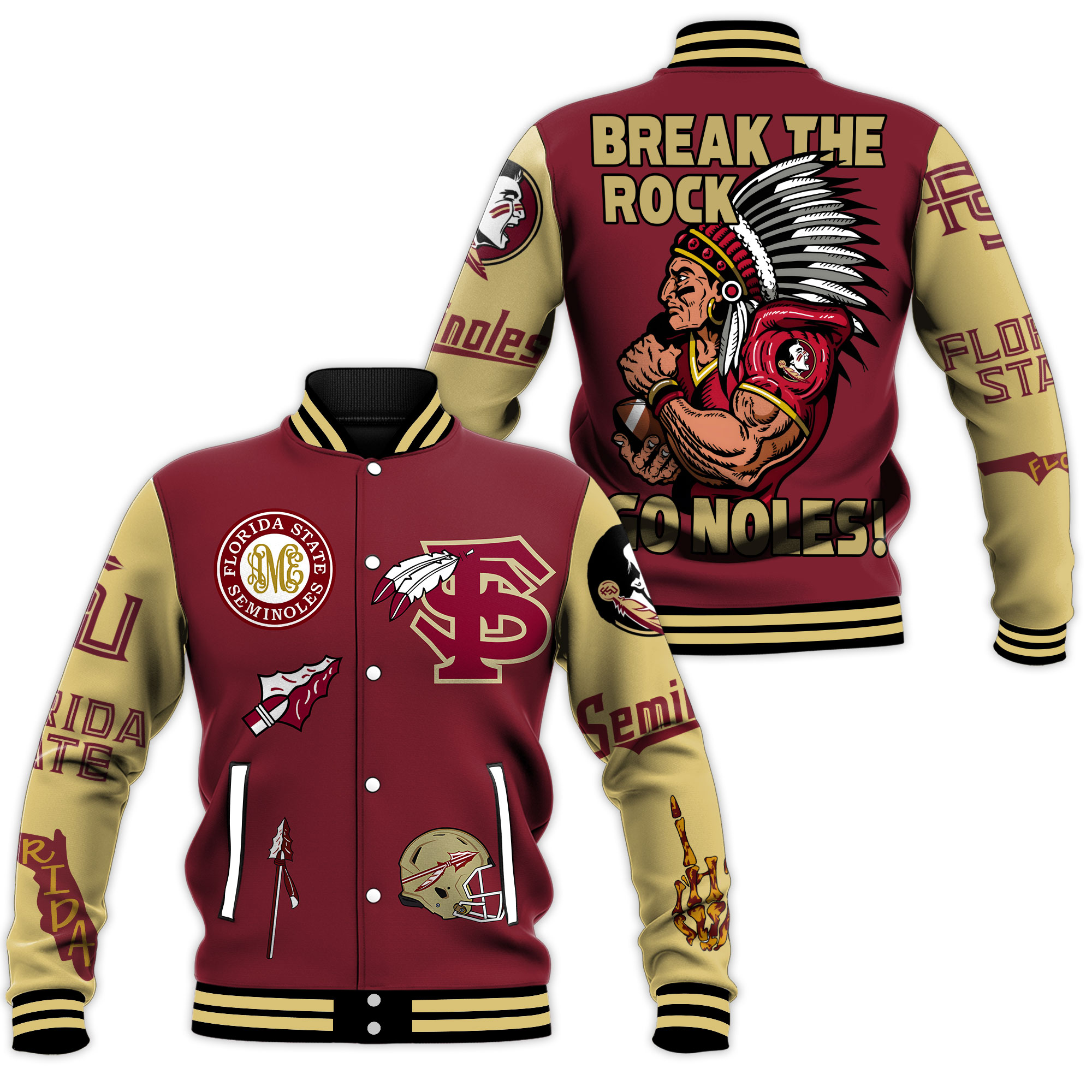 sporty break the rock go semi noles florida state baseball jacket mss2v