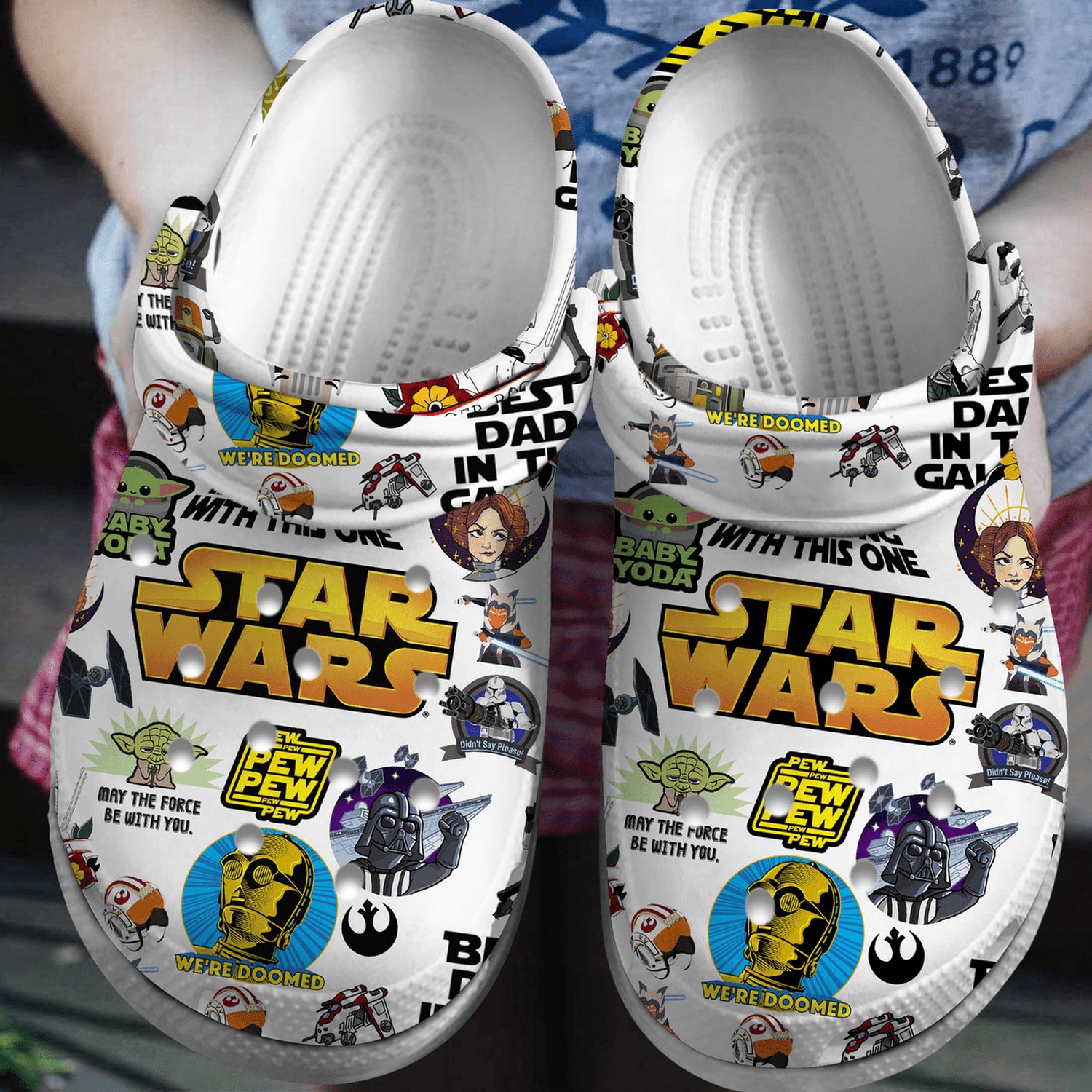 star wars movie pew pew pew white clogs fast shipping available gfcbi