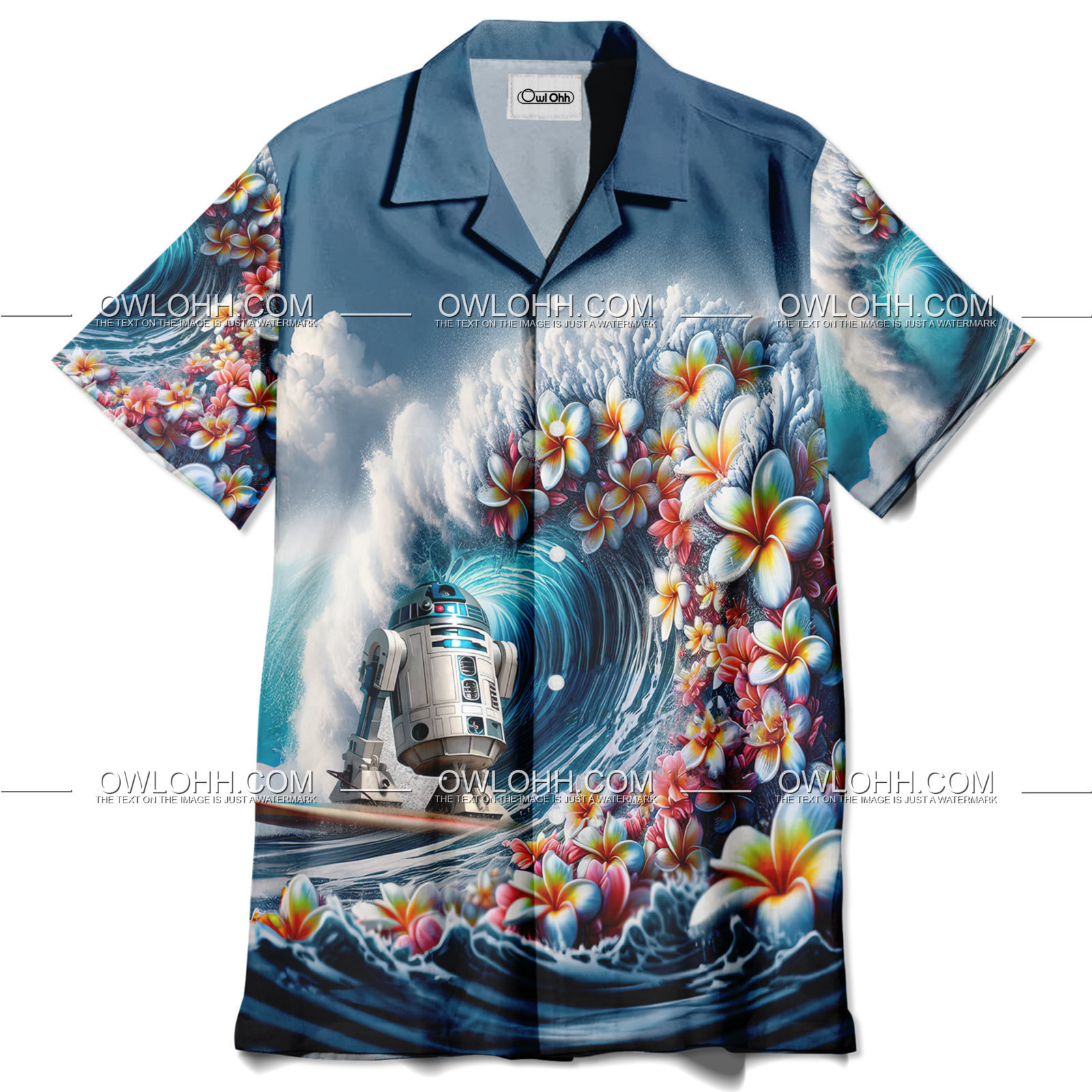 star wars r2 d2 surfing beach waves and me the summer trio hawaiian shirt owl ohh obr2z
