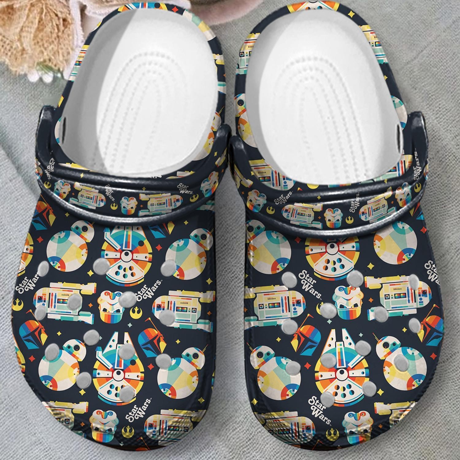 star wars spaceship cartoon black clogs for kids and adults 0icig