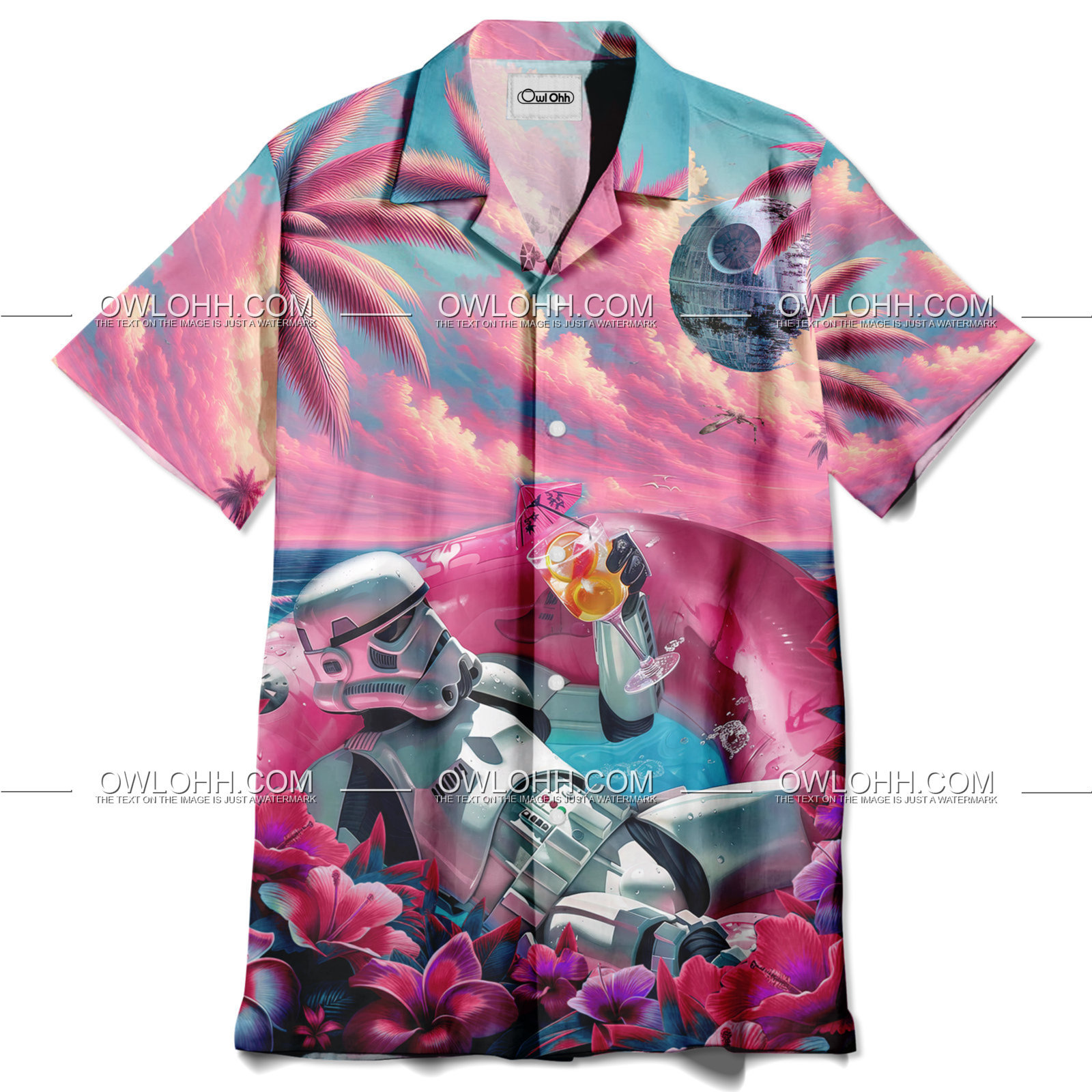 star wars stormtrooper chilling on beach hawaiian shirt owl ohh f6eop