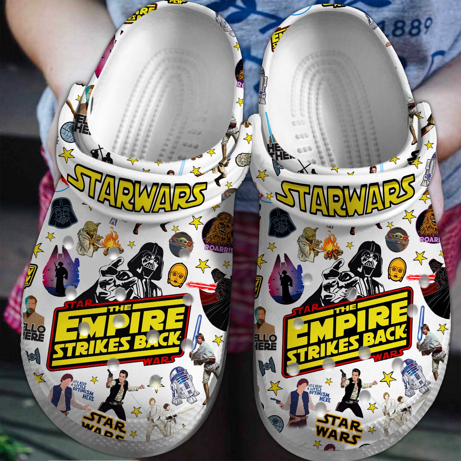star wars the empire stricker back white clogs for kids and adults i5hjl