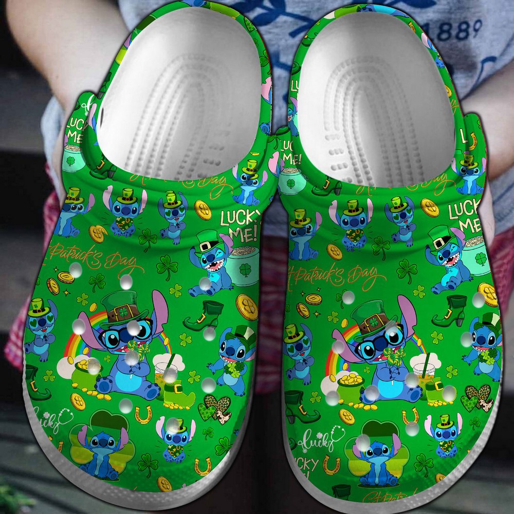 stitch finding the lucky leaf green clogs for kids and adults zjh39