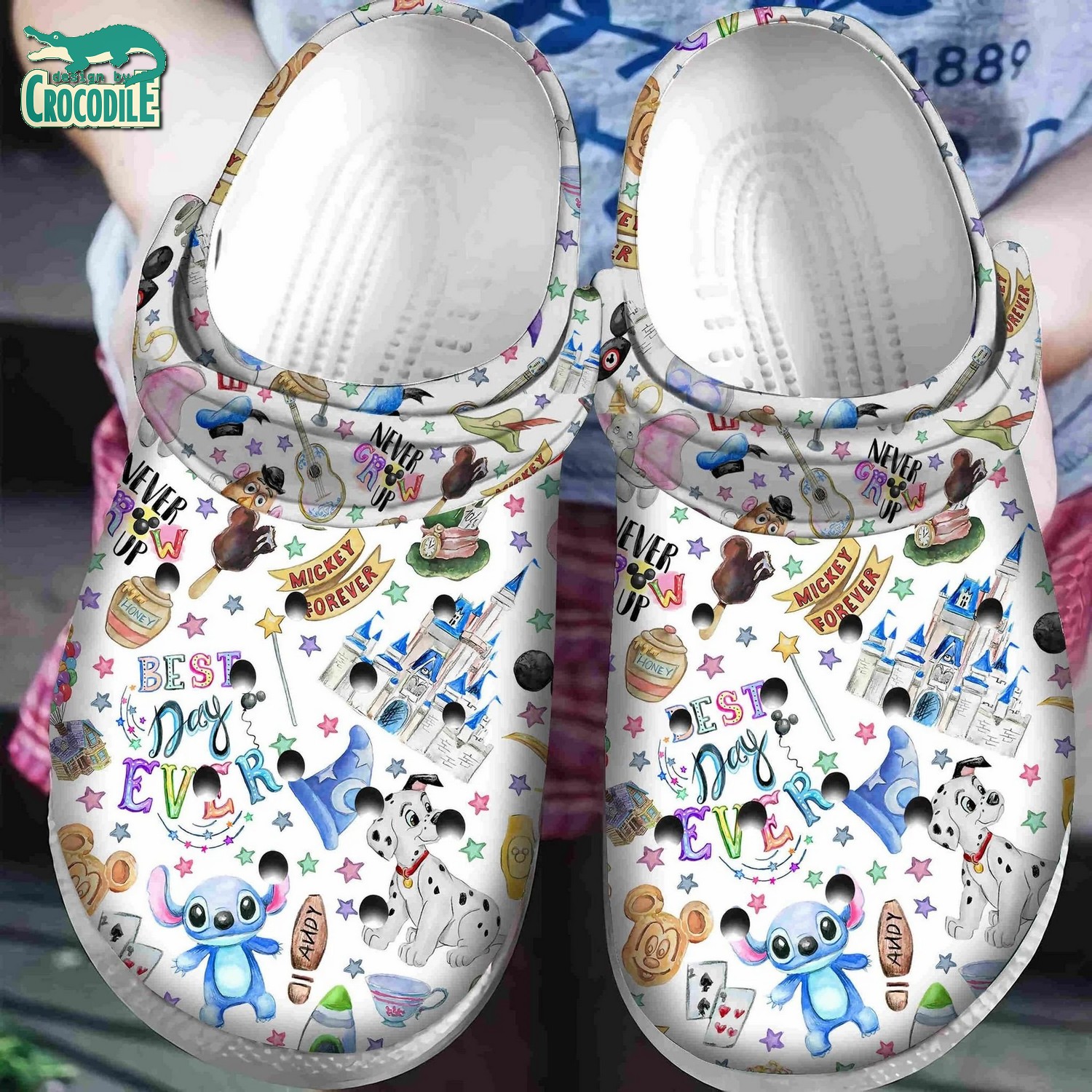 stitch in disney world white clogs for kids 26 adults diomf