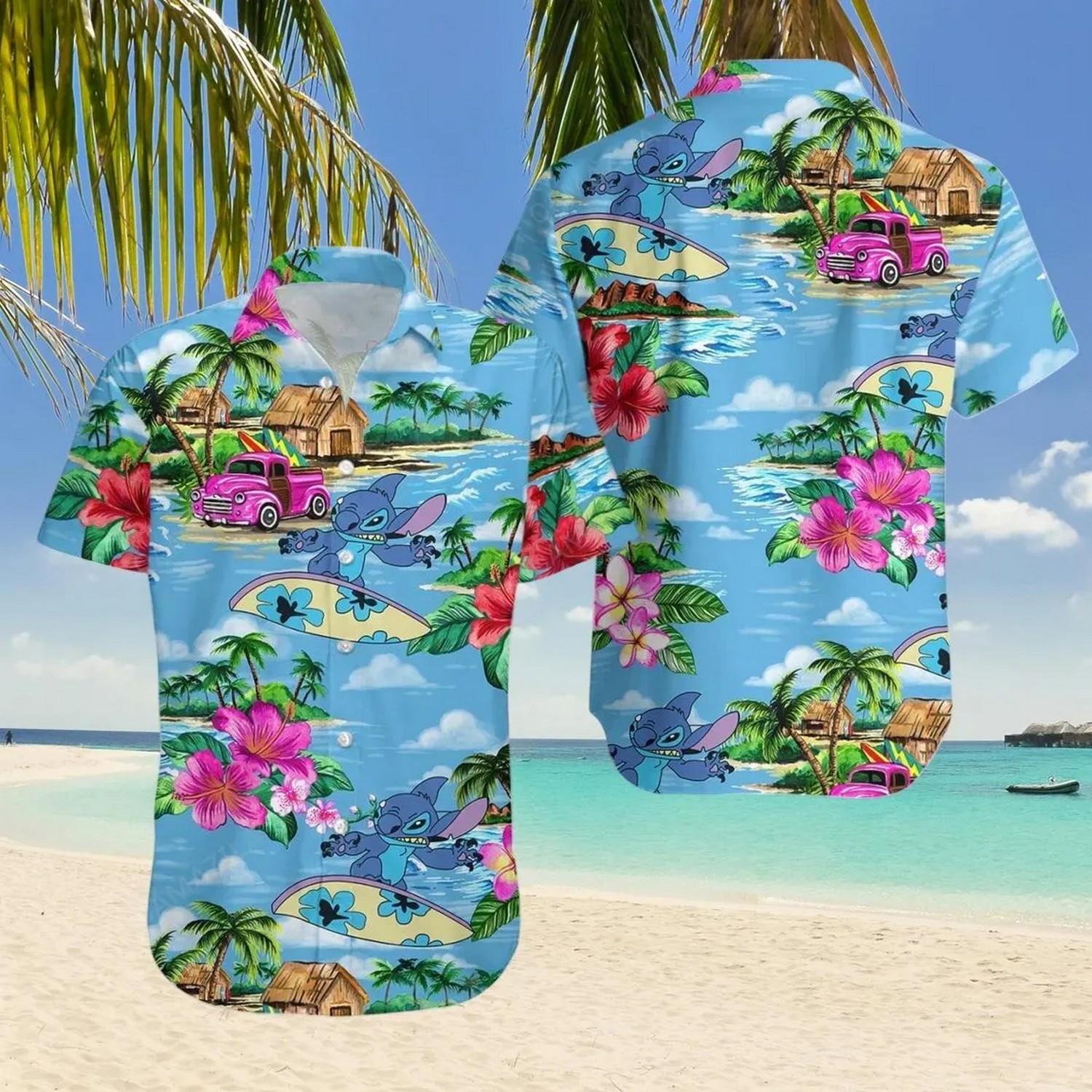 stitch surfing summer beach hawaiiam shirt vdib4