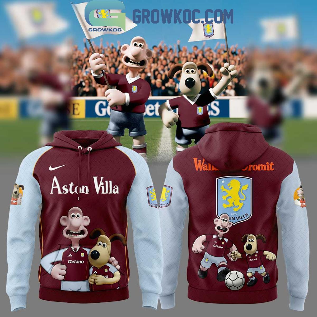 ston Villa x Wallace And Gromit Hoodie Shirt 1 gk01H