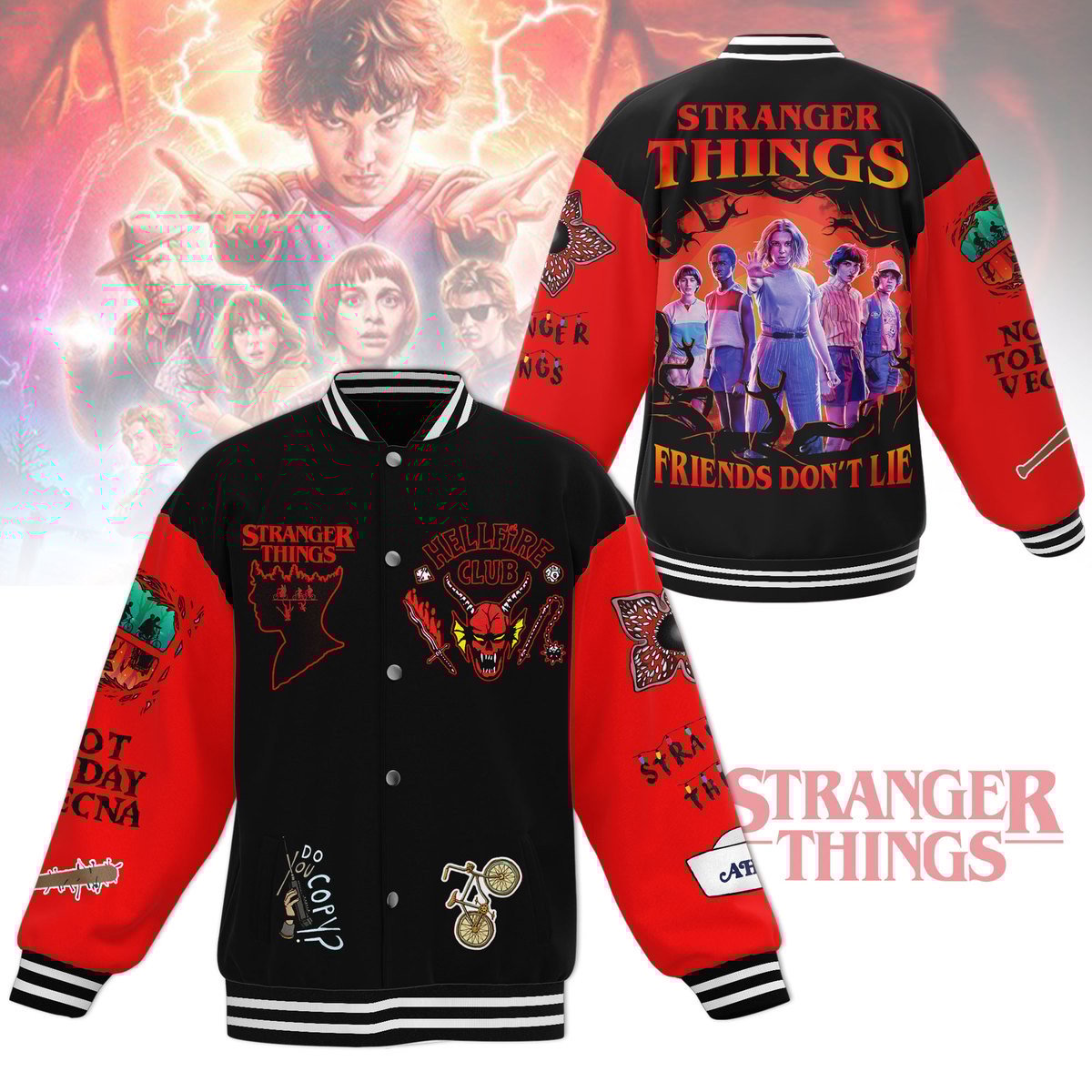 stranger things cool friends dont lie movie baseball jacket rygks