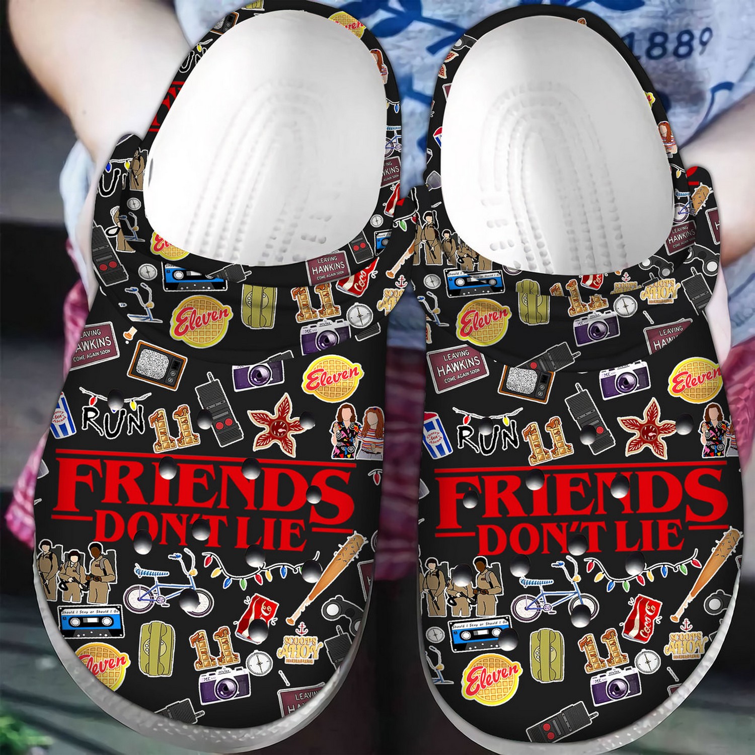 stranger things friends donE28099t lie tv series black clogs for kids 26 adults hyfam