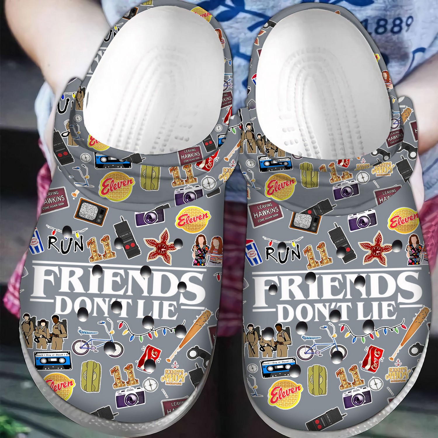 stranger things friends donE28099t lie tv series gray clogs for kids 26 adults 5typz