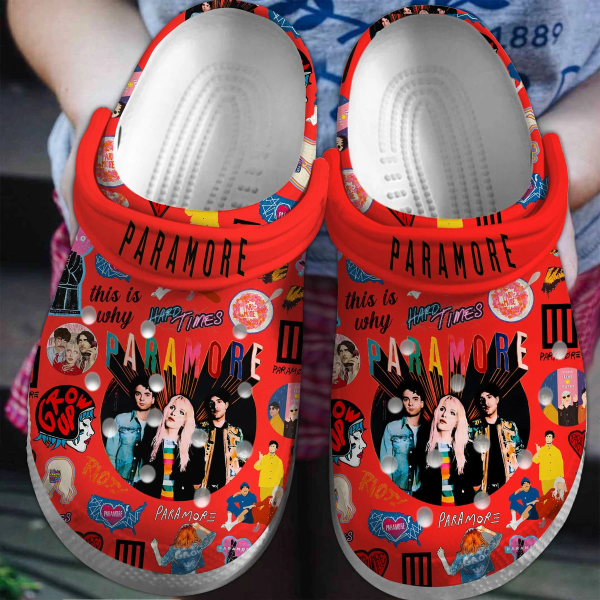 stunning red sandals paramore music band clogs for kids and adults punex