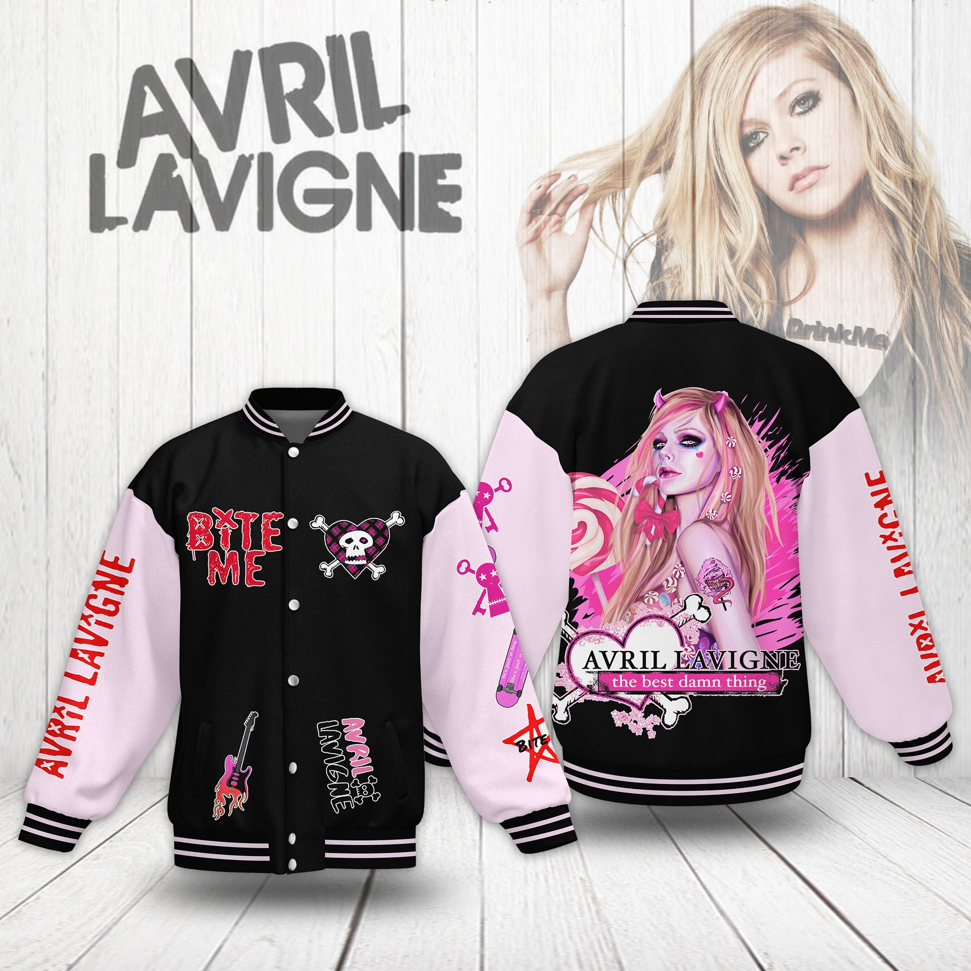 stylish bite me avril lavigne music baseball jacket 8utdk