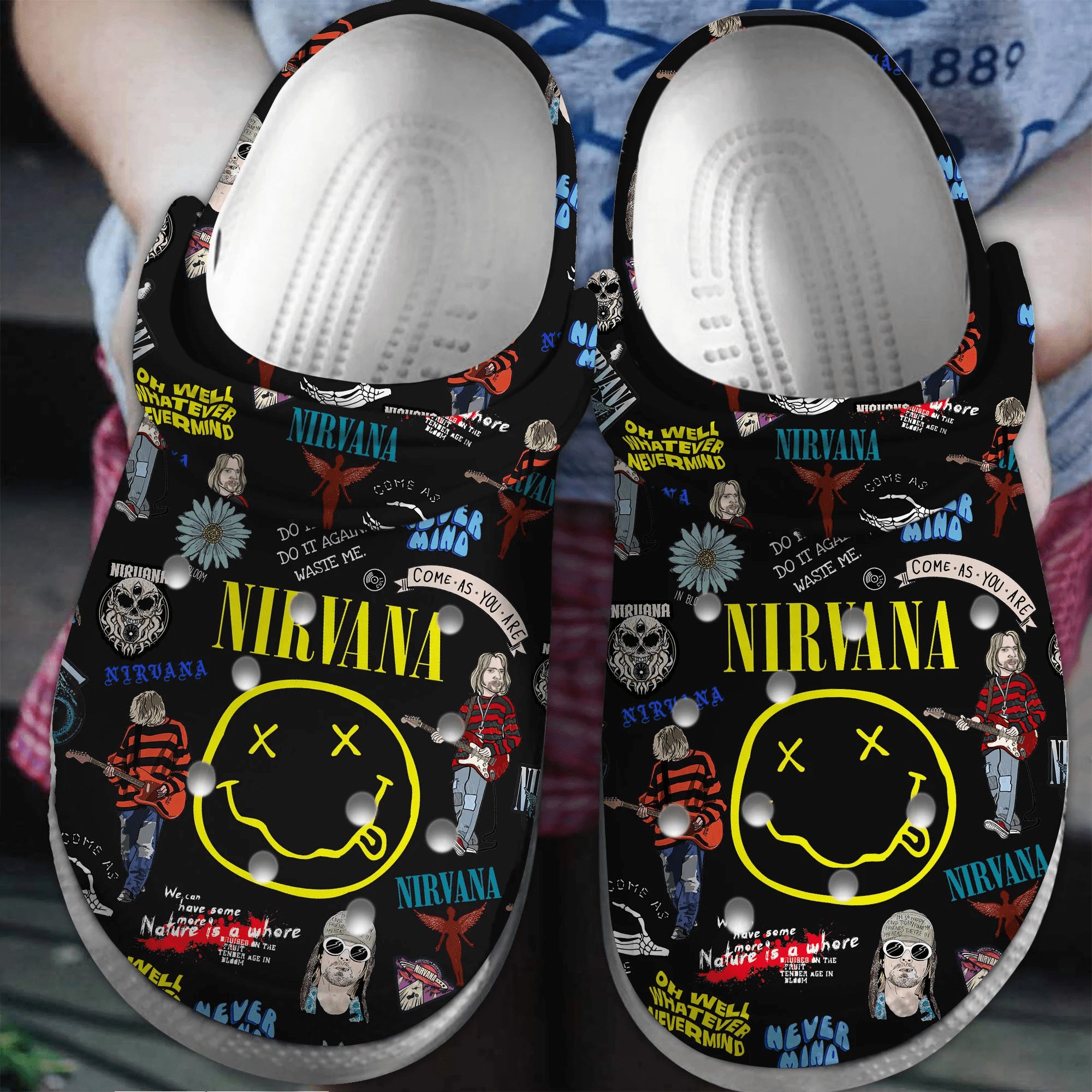 stylish black slippers nirvana music clogs for kids and adults fns6s