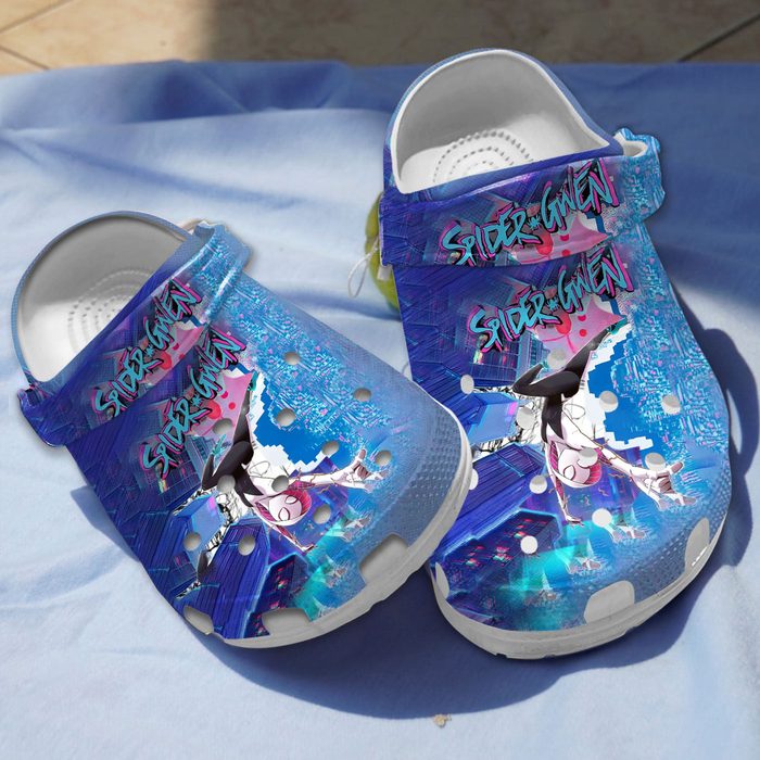 stylish blue sandals ghost spider gwen stacy clogs for kids and adults daork