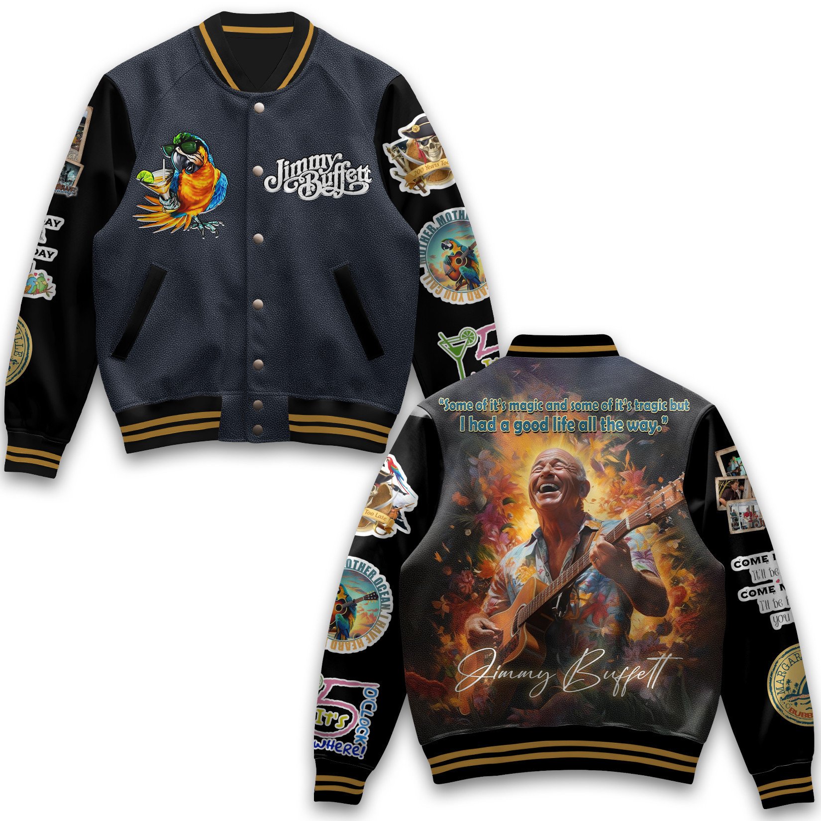 stylish jimmy buffett legendary baseball jacket drv5r