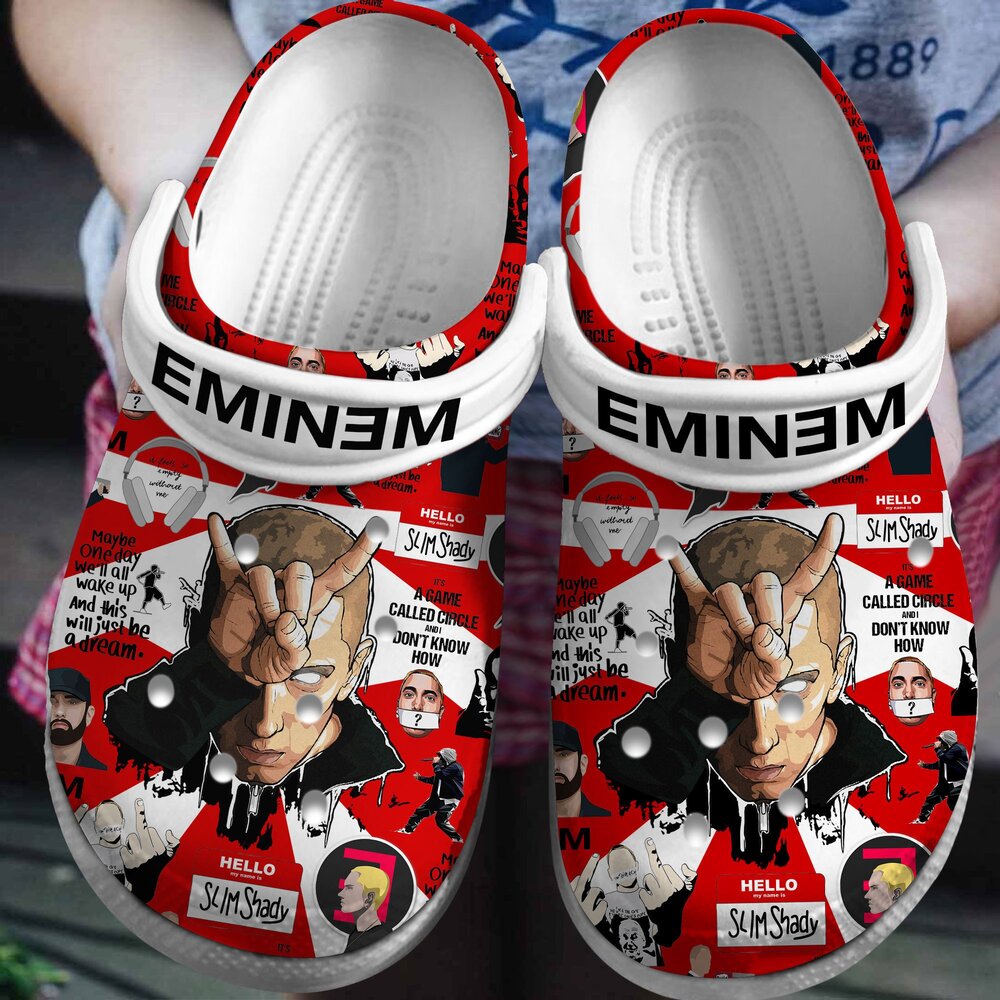stylish red shoes eminem rapper music artist clogs 247 support service txnal