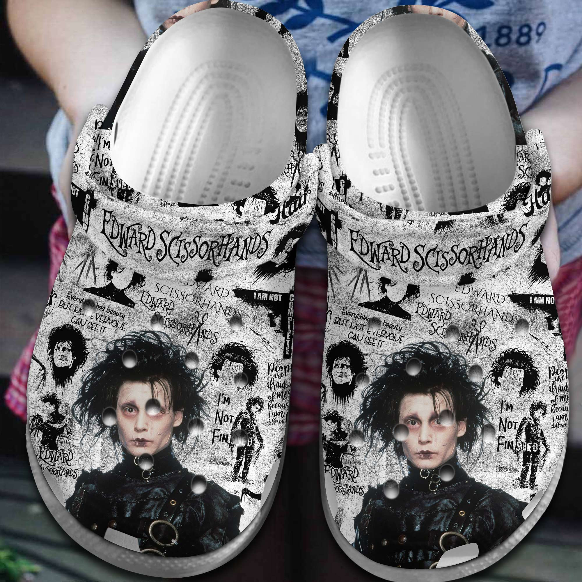 stylish white slippers edward scissorhands movie clogs shoes 3lrds