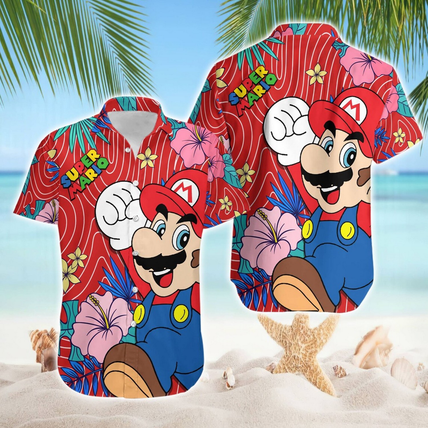 super mario happy summer flower holiday hawaiian shirt 2dsev