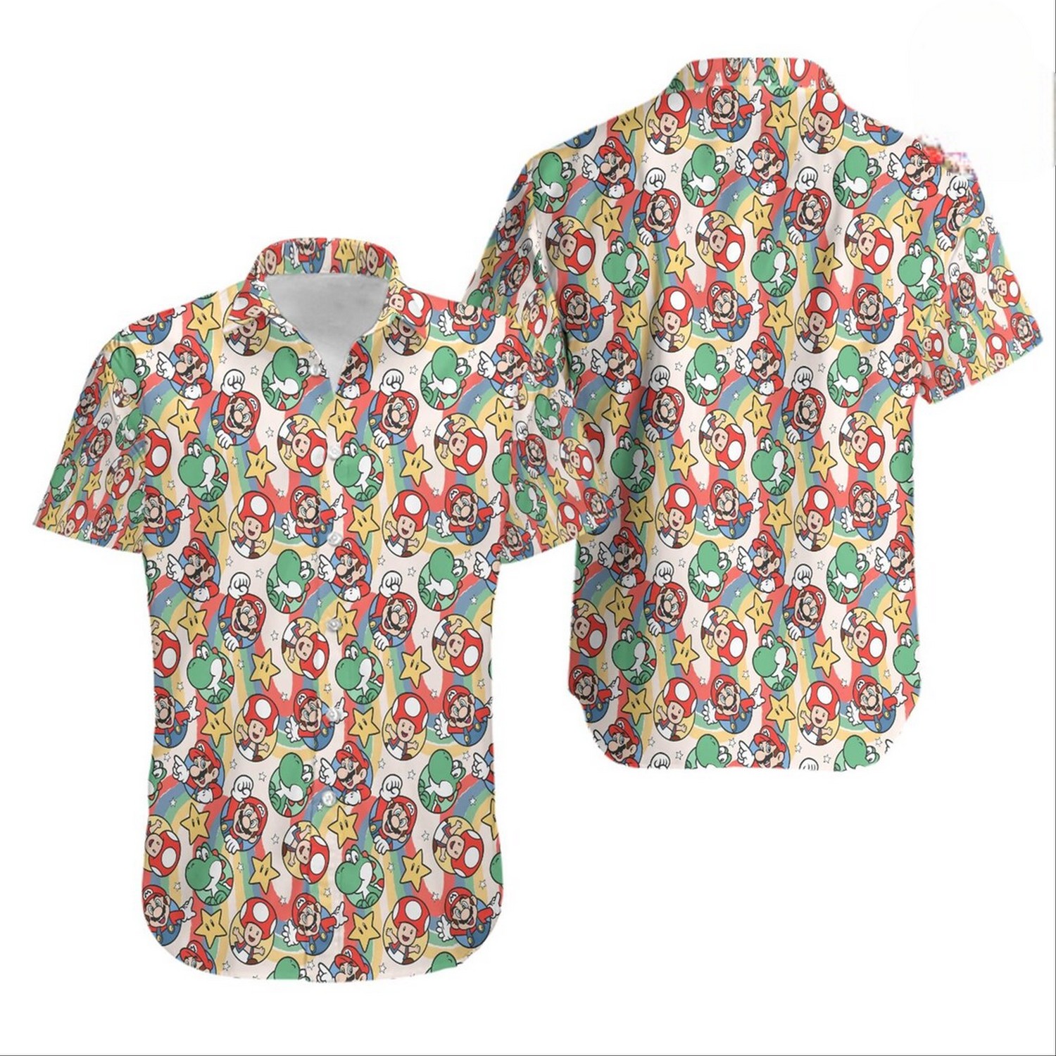 super mario pattern hawaiian shirt qmiwt
