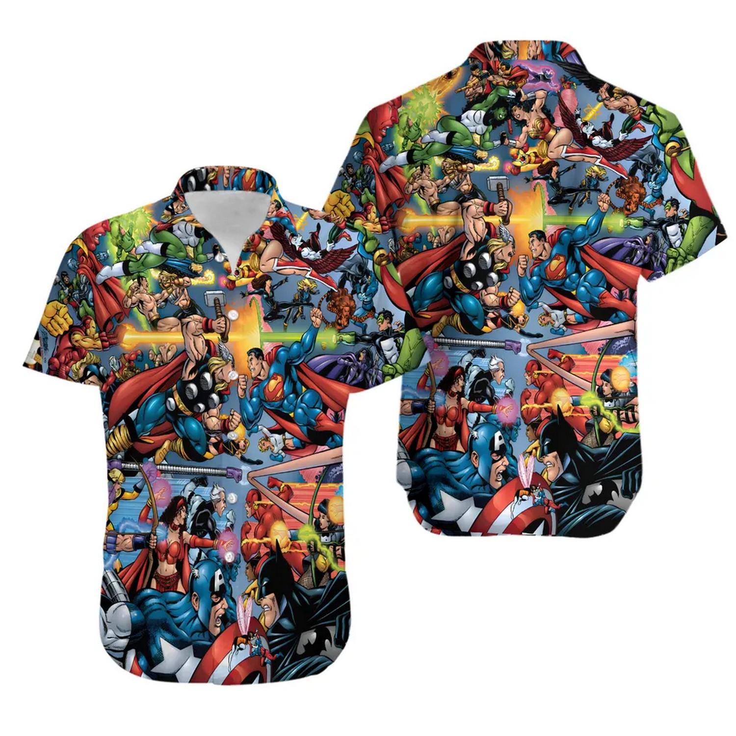superhero marvel and dc wars hawaiian shirt i9hgv